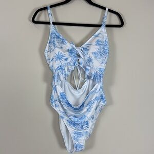 Hurley Cutout One‎ Piece Swimsuit with Watercolor Print Size Large